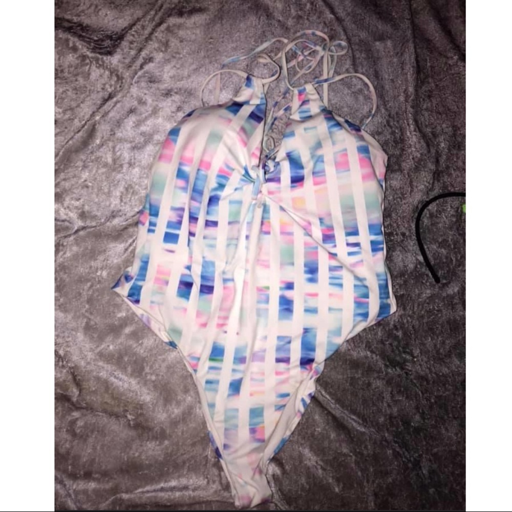 Pastel multicolored one piece swimsuit